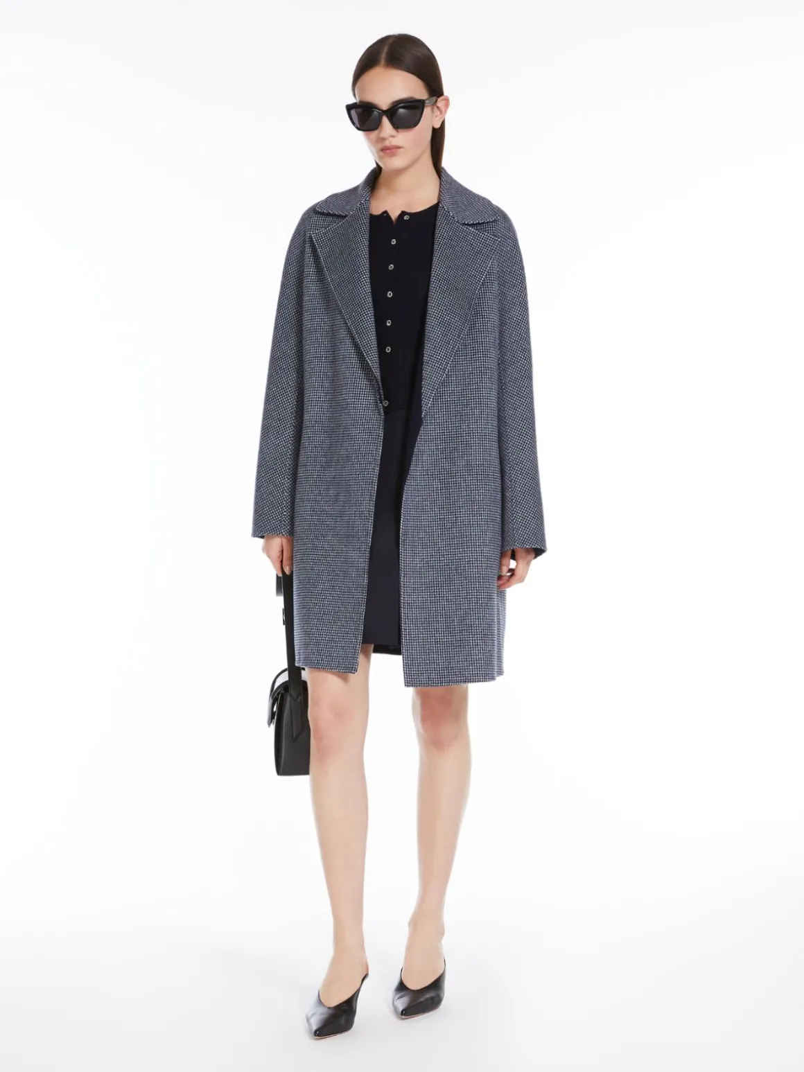 Patterned wool cardigan coat