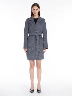 Patterned wool cardigan coat