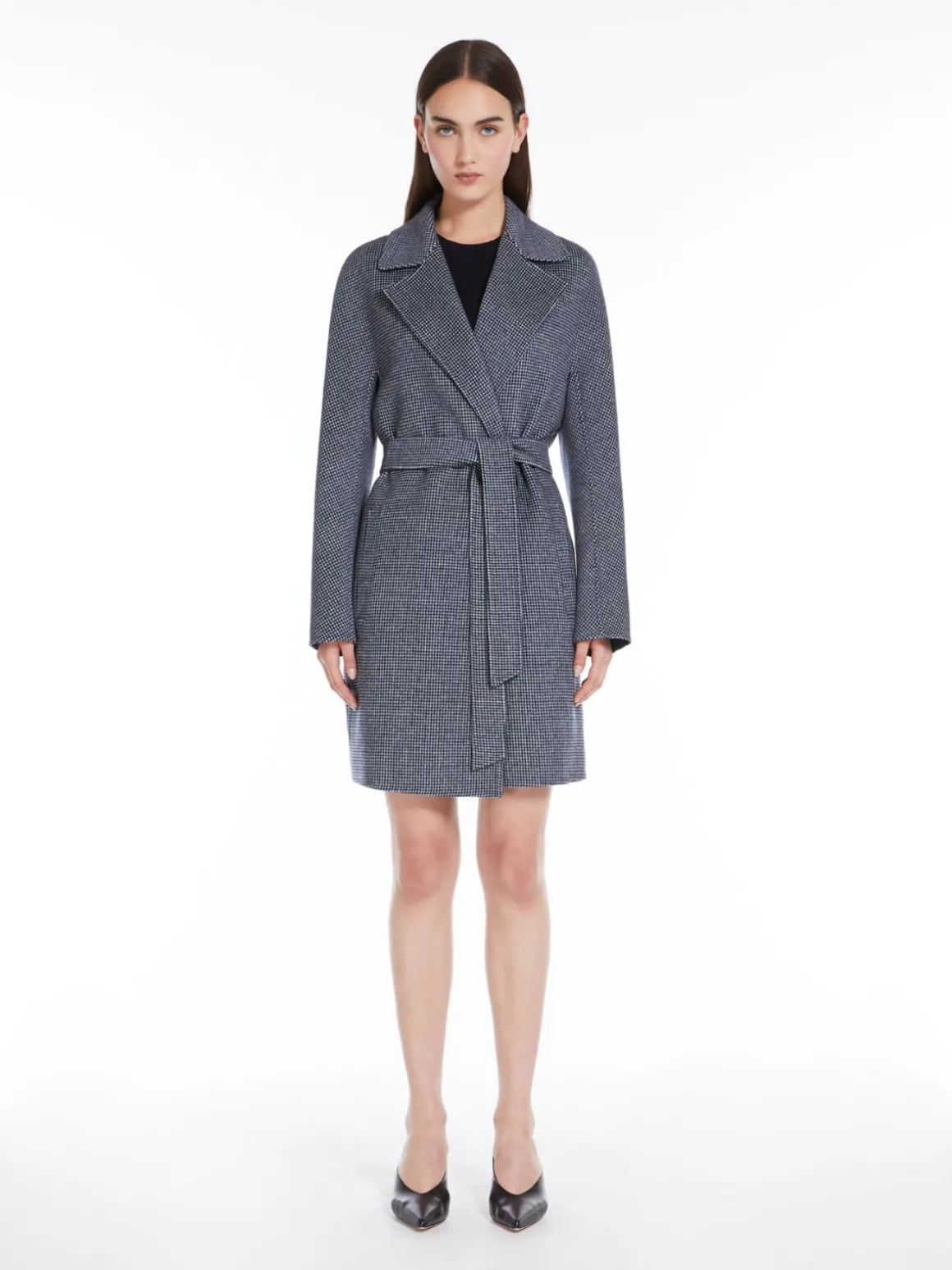Patterned wool cardigan coat