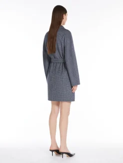Patterned wool cardigan coat