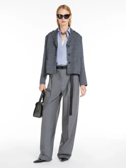 Patterned wool single-breasted jacket