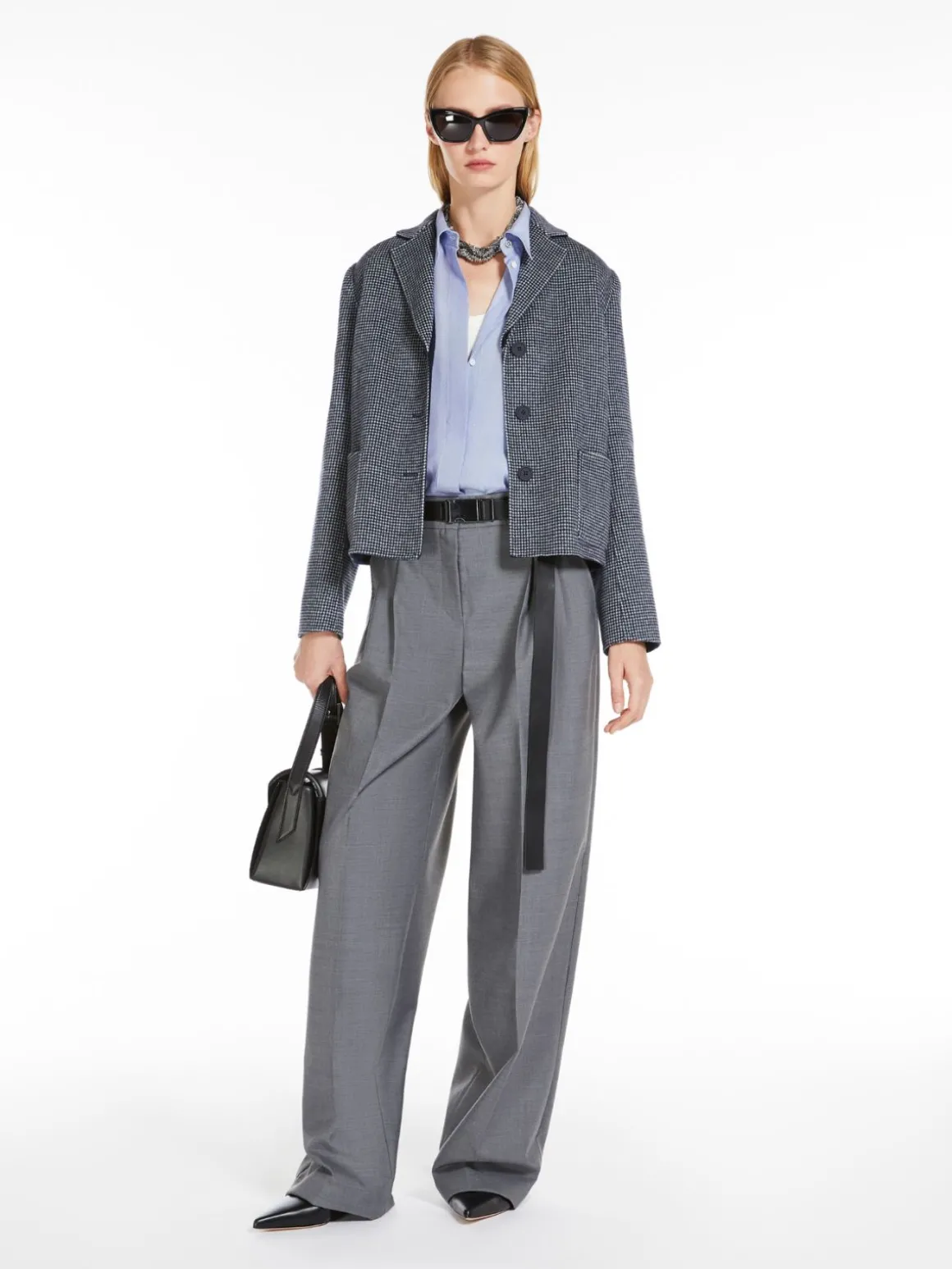 Patterned wool single-breasted jacket