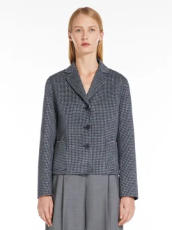 Patterned wool single-breasted jacket