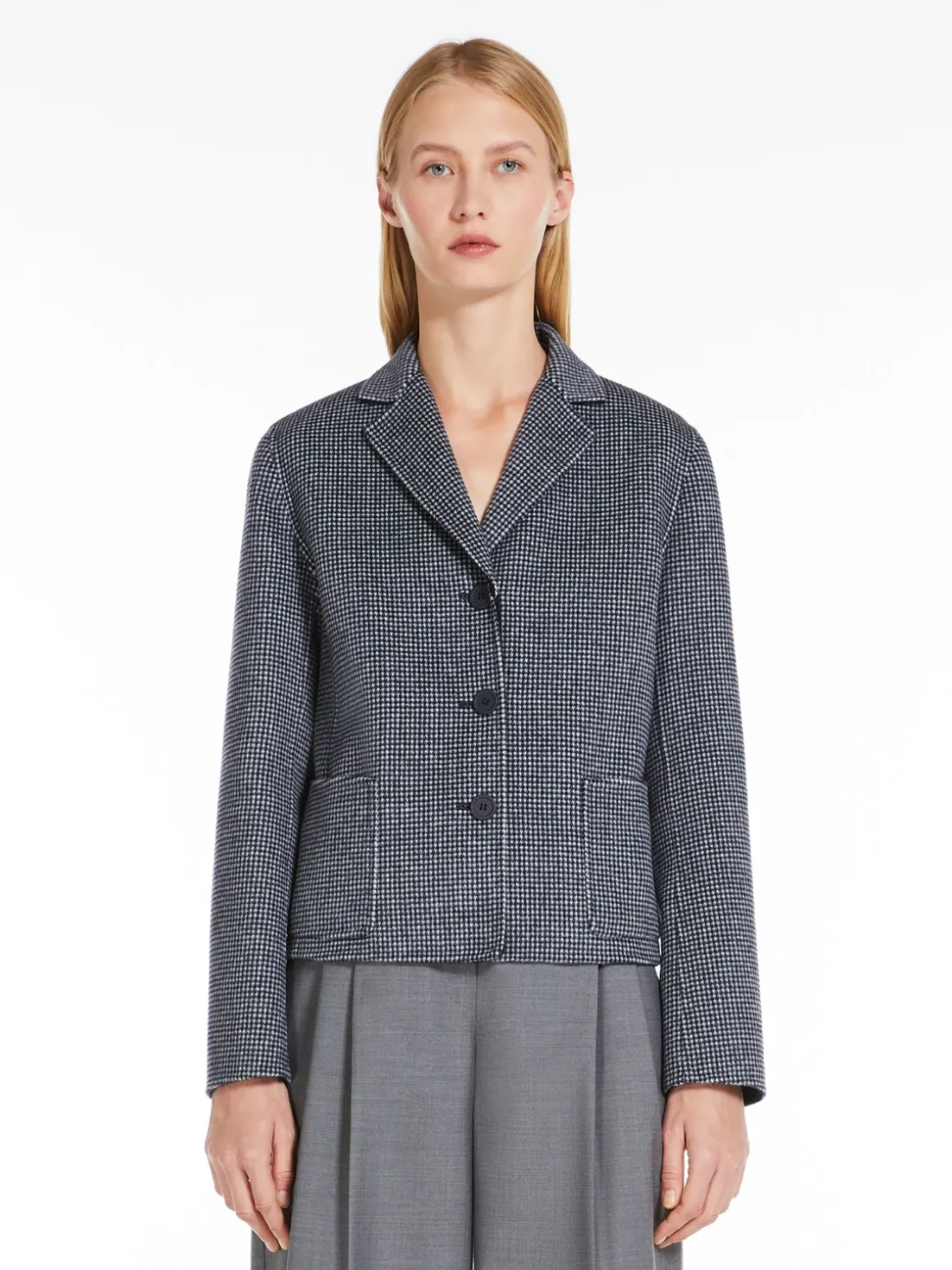 Patterned wool single-breasted jacket