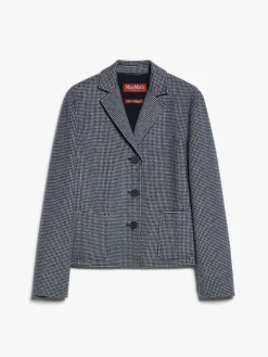 Patterned wool single-breasted jacket