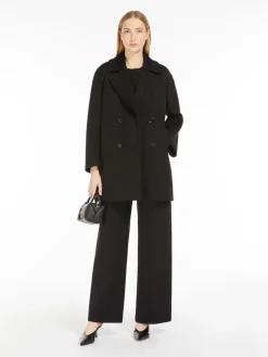 Pea coat in scuba jersey