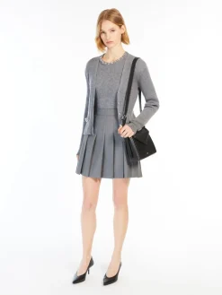 Pleated gabardine skirt