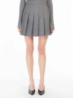 Pleated gabardine skirt