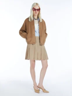 Pleated gabardine skirt