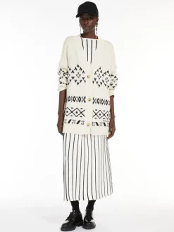 Pleated stretch viscose skirt