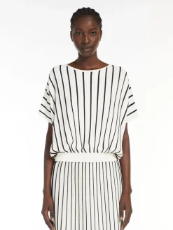 Pleated stretch viscose sweater