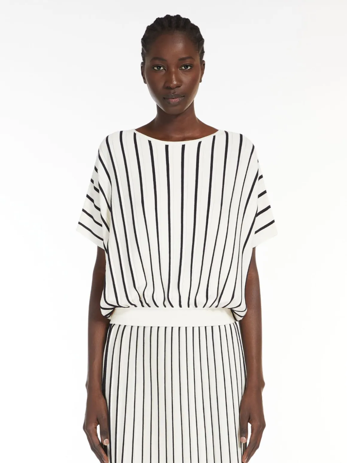 Pleated stretch viscose sweater
