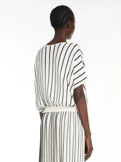 Pleated stretch viscose sweater