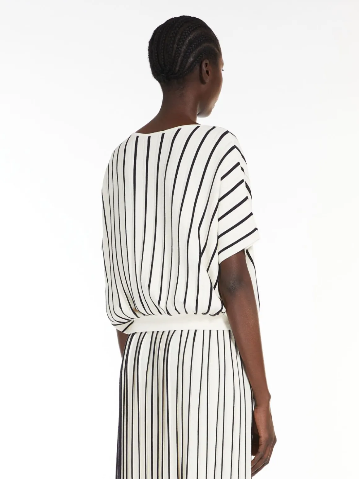 Pleated stretch viscose sweater