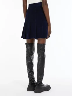 Pleated velvet mini skirt