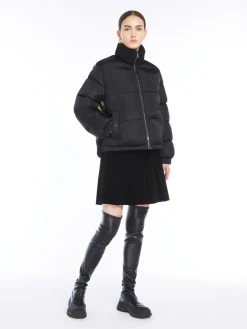Pleated velvet mini skirt