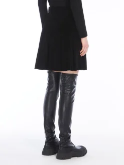 Pleated velvet mini skirt