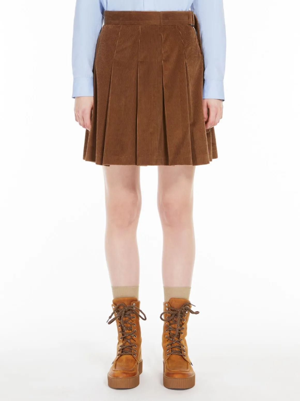 Pleated velvet mini skirt