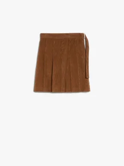 Pleated velvet mini skirt