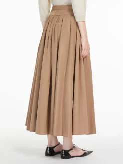Pleated water-repellent taffeta skirt