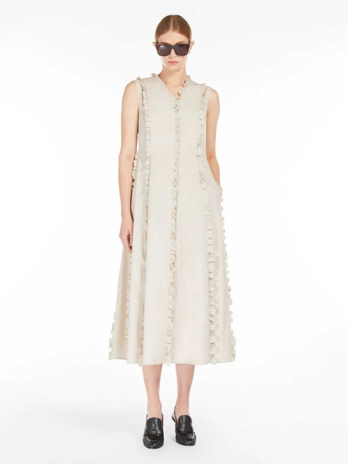 Poplin dress with frills