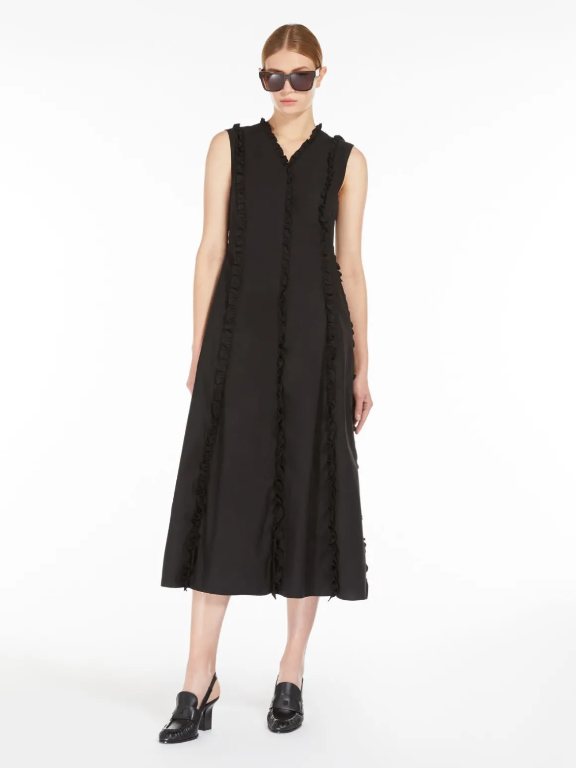 Poplin dress with frills
