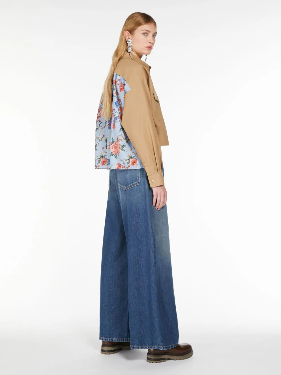 Printed cotton and twill shirt