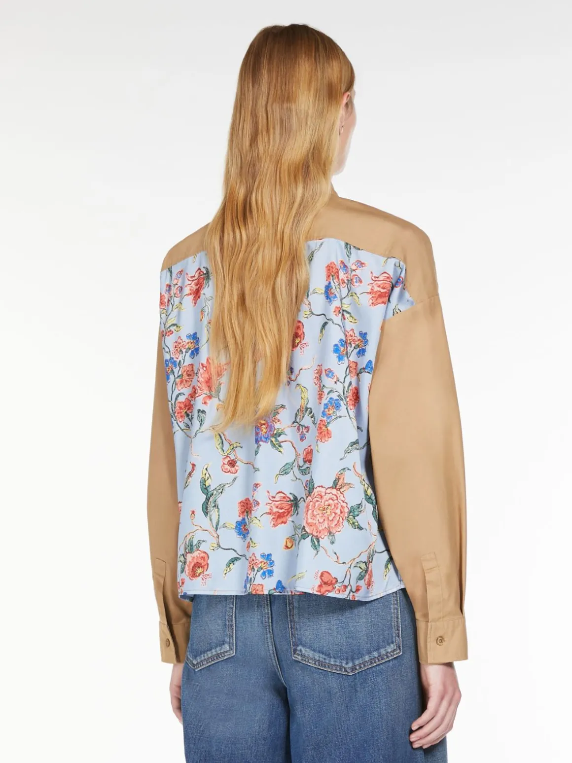 Printed cotton and twill shirt