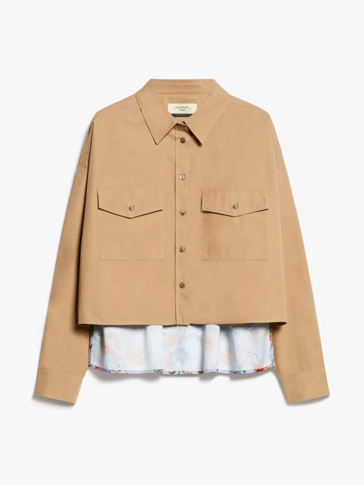 Printed cotton and twill shirt