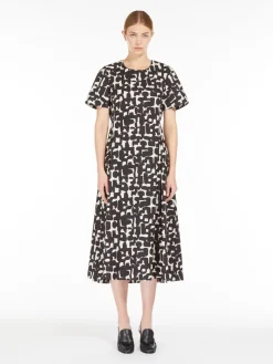 Printed cotton midi dress