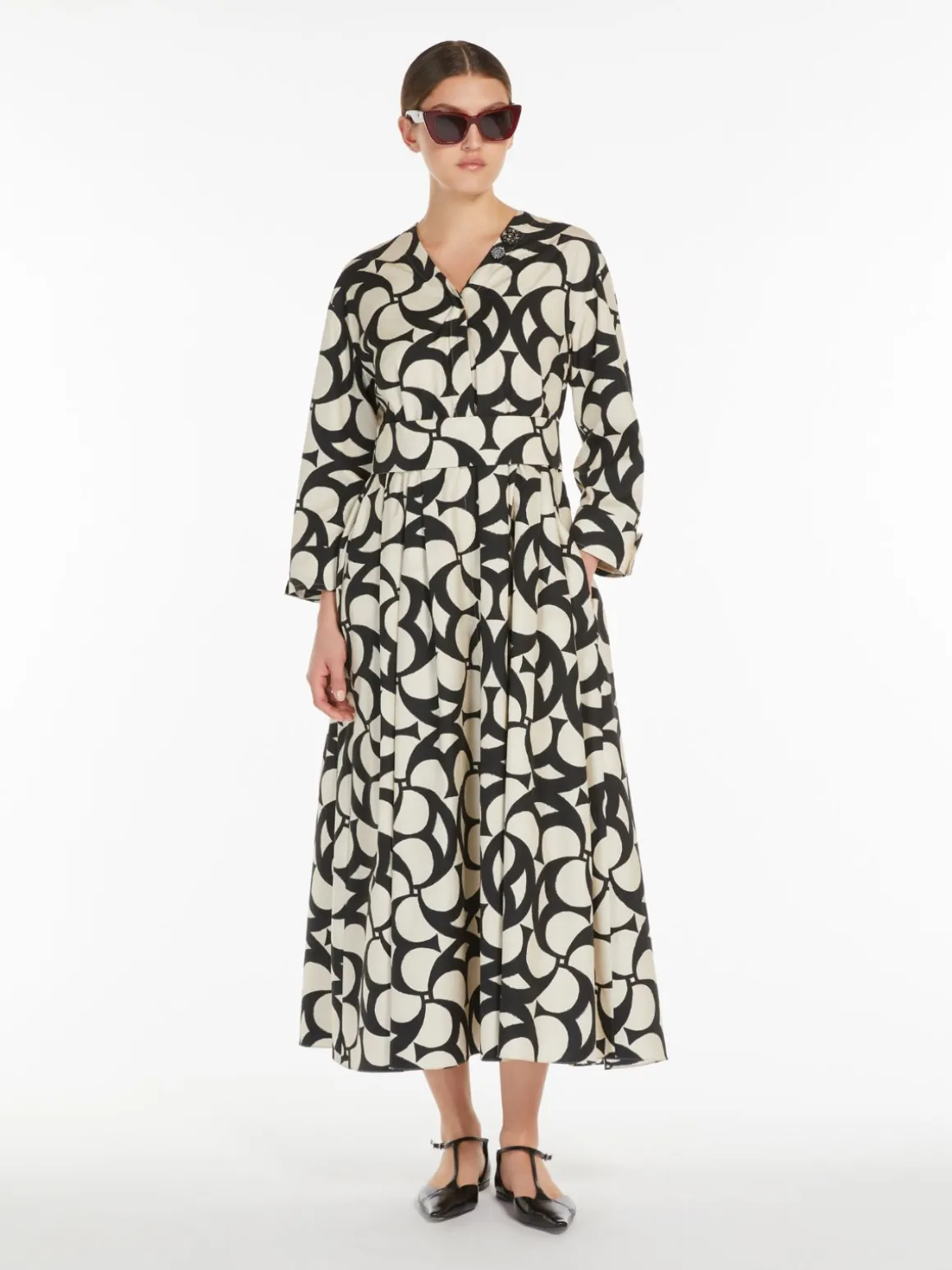 Printed cotton shirt dress