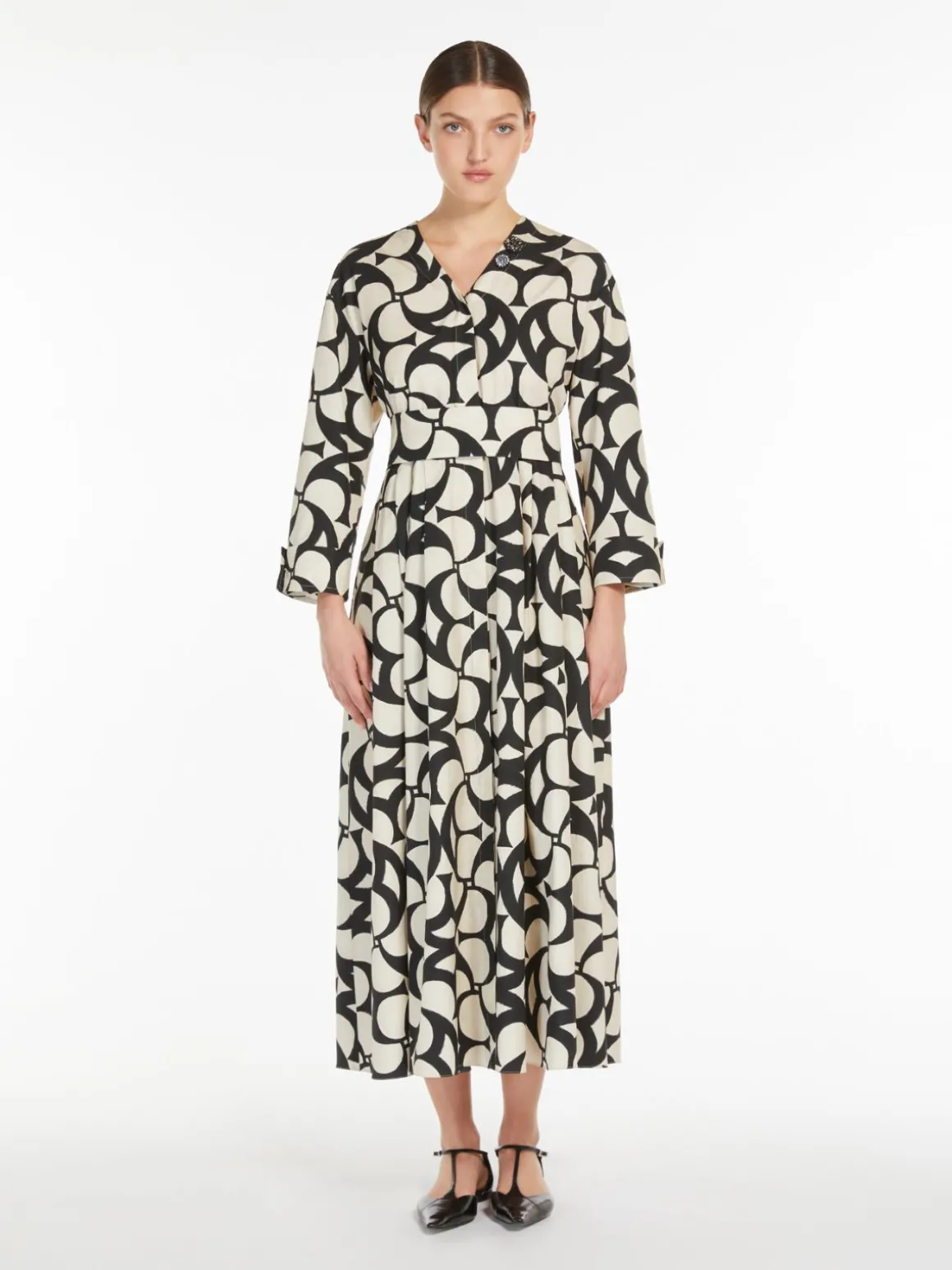 Printed cotton shirt dress