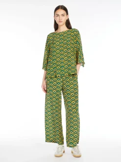 Printed crepe de chine blouse