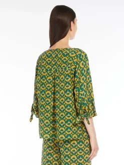 Printed crepe de chine blouse