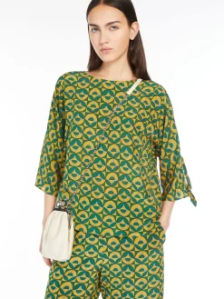 Printed crepe de chine blouse