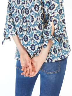 Printed crepe de chine blouse