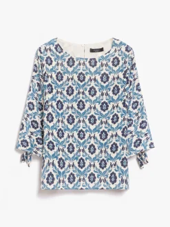 Printed crepe de chine blouse