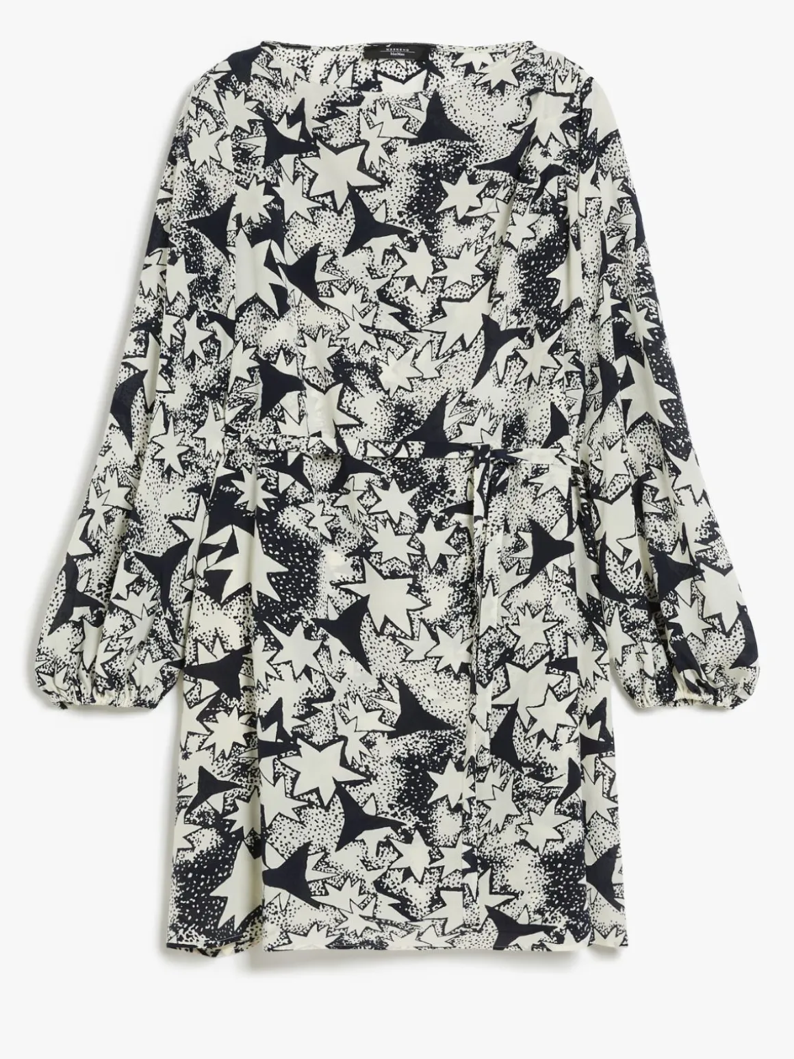 Printed crepe de chine dress