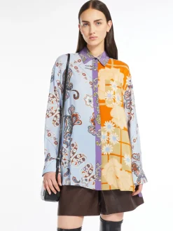Printed crepe de chine shirt
