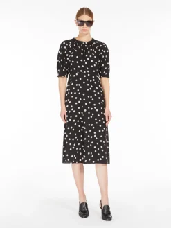 Printed crêpe de chine dress