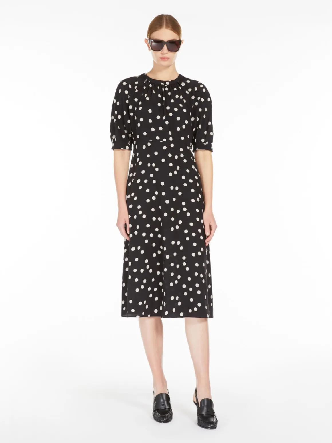 Printed crêpe de chine dress
