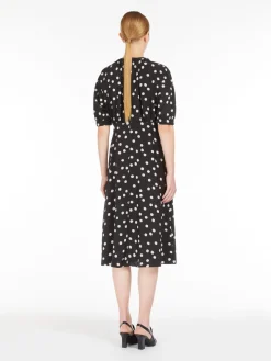 Printed crêpe de chine dress