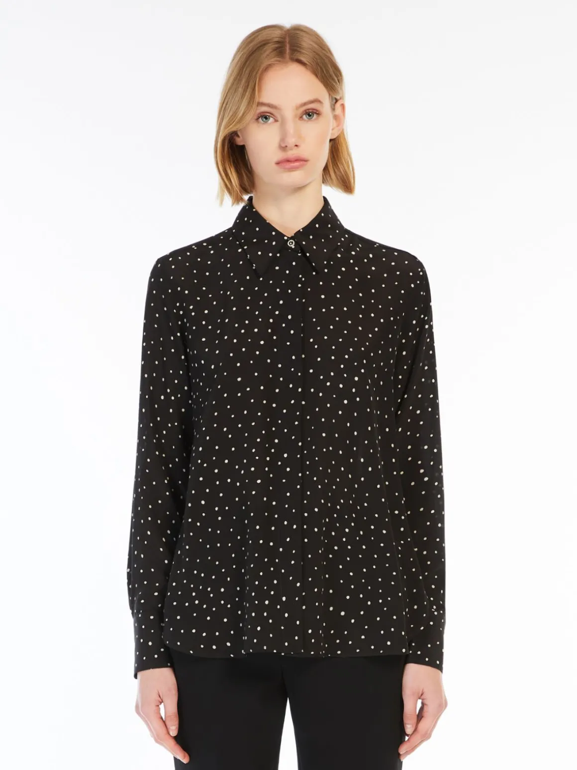 Printed crêpe de chine shirt