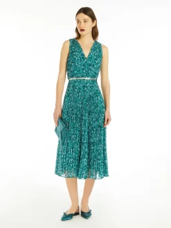 Printed georgette pleated dress