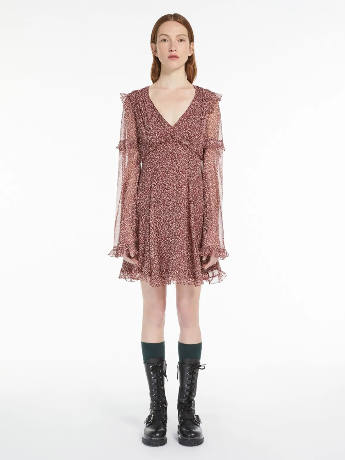 Printed georgette short dress