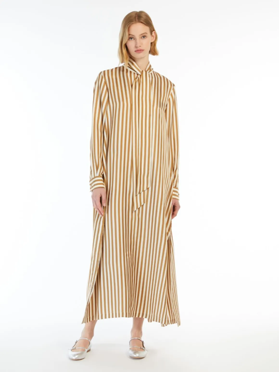 Printed silk caftan dress