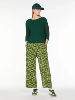 Printed silk cropped trousers