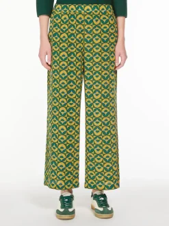 Printed silk cropped trousers