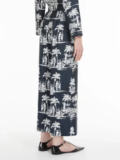 Printed silk cropped trousers