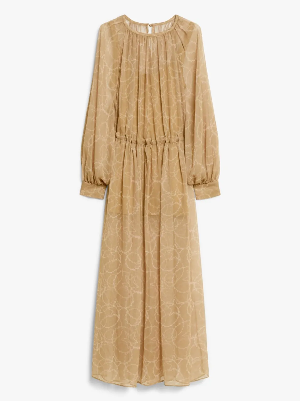 Printed silk dress with drawstring